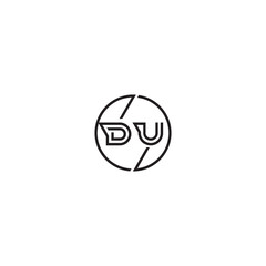 DU bold line concept in circle initial logo design in black isolated