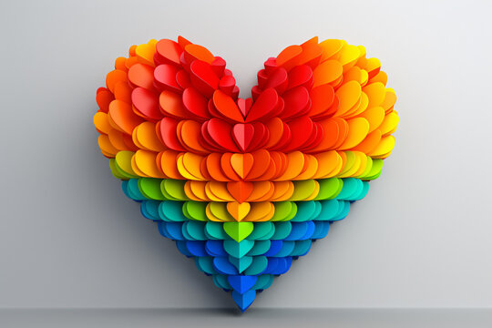 Free photo heart with the colors of pride flag made with Generative AI