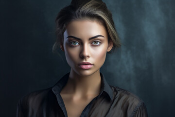 Fototapeta premium Eine Frau schaut ernst KI