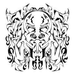 Illustration of a tribal skull image. Perfect for logos, tattoos, stickers, t-shirt designs, hats
