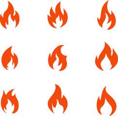Fire icon in line style, flames, flame of shapes, bonfire flat vector illustration