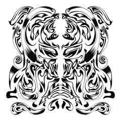 Illustration of a tribal skull image. Perfect for logos, tattoos, stickers, t-shirt designs, hats