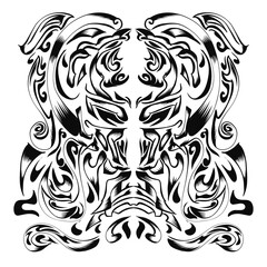 Illustration of a tribal skull image. Perfect for logos, tattoos, stickers, t-shirt designs, hats