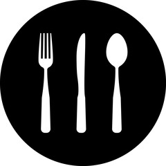 Cutlery icon. Spoon, forks, knife. Vector illustration