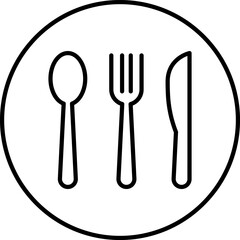 Cutlery icon. Spoon, forks, knife. Vector illustration