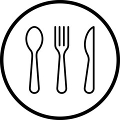 Cutlery icon. Spoon, forks, knife. Vector illustration