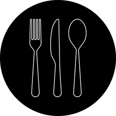 Cutlery icon. Spoon, forks, knife. Vector illustration