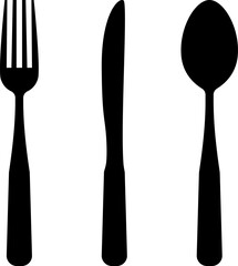 Cutlery icon. Spoon, forks, knife. Vector illustration