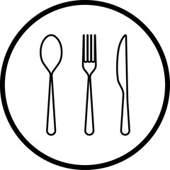 Cutlery icon. Spoon, forks, knife. Vector illustration