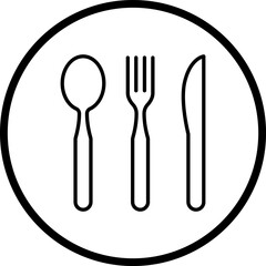 Cutlery icon. Spoon, forks, knife. Vector illustration