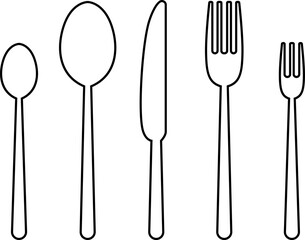 Cutlery icon. Spoon, forks, knife. Vector illustration