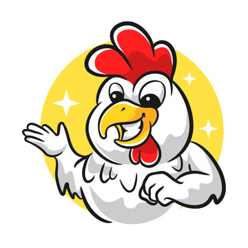 cute chicken cartoon mascot logo