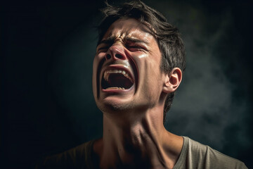 Fototapeta premium Ein Mann weint KI