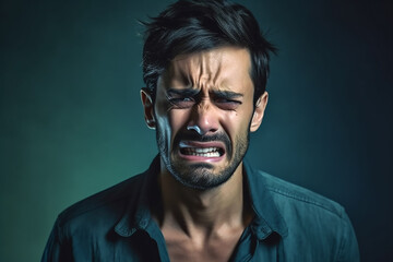 Fototapeta premium Ein Mann weint KI