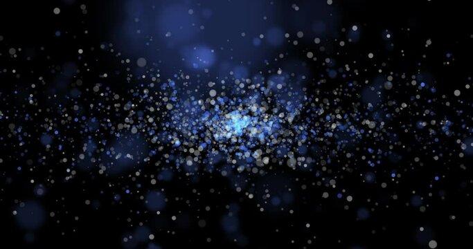 Blue luxury bokeh on widely spread particles floating in the air. Dust and glitter particles backgrounds. Black backgrounds , Use blending mode screen. Loop Animation