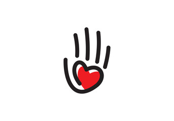 love hands logo design. hello heart health care icon vector illustration