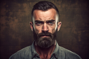 Fototapeta premium Mann schaut ernst KI
