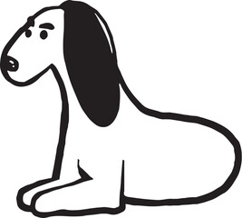 Line art cartoon beagle sitting on the floor