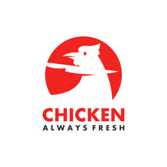 Obraz premium Chicken logo design vector. Fresh cut chicken suitable for food business logos, restaurant, fried chicken