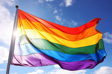 Photo rainbow flag as a symbol made with Generative AI