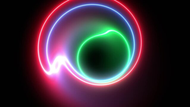 Twisting abstract background of multicolored neon rays