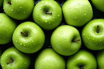 A pile of green apples with water droplets on them © NEXTUZ