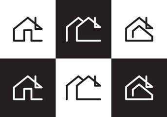 minimalist interior furniture home logo. perfect for property, real estate, business etc.