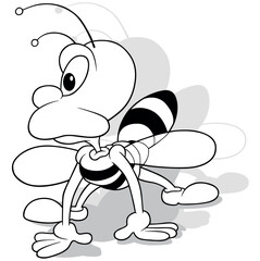 Drawing of a Bee on All Four Limbs with a Turned Head