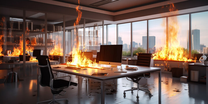 Ein B&uuml;ro brennt KI