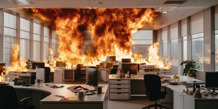 Ein B&uuml;ro brennt KI