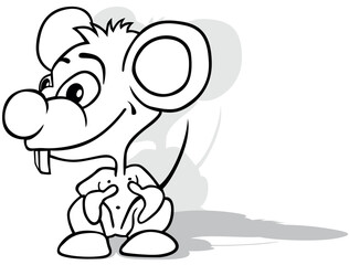 Drawing of a Mouse with Turned Head Seated on the Ground