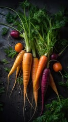 A bunch of delicious fresh carrots, generative ai