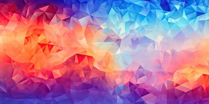 Multicolor mathematical triangulation art, ideal for backgrounds, generative ai