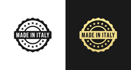 Made in Italy Label or Made in Italy Stamp Vector Isolated in Flat Style. Made in Italy label for product packaging design element. Simple made in Italy stamp for packaging design element.