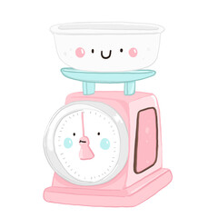 illustration Kitchen Scale pink Bakery so cute Png elements for decorating presentation , print card etc.