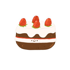 strawberry cake isolated Bakery so cute Png elements for decorating presentation , print card etc.