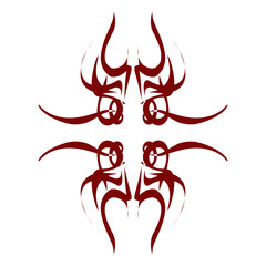 Maroon color tribal design illustration. Perfect for tattoos, stickers, icons, logos, hats, wallpaper elements