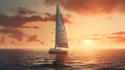 Obraz na płótnie Canvas Sailing ship yachts at open sea. Generative AI
