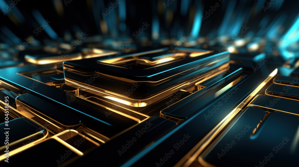 Aufkleber blue metal rectangular array background,created with generative ai tecnology.