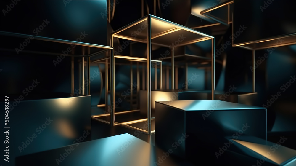 Aufkleber blue metal rectangular array background,created with generative ai tecnology.