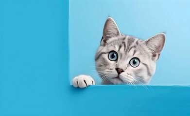 Charming Cute Cat against a bright pastel background. Generative AI.