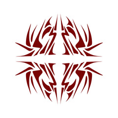 Maroon color tribal design illustration. Perfect for tattoos, stickers, icons, logos, hats, wallpaper elements