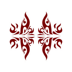 Maroon color tribal design illustration. Perfect for tattoos, stickers, icons, logos, hats, wallpaper elements