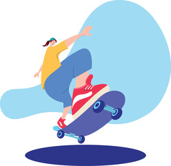 Skater girl flat illustration