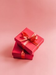 Fototapeta premium Background with gift boxes. Gift box flat top view. Poster surprise birthday, valentine's day, wedding and anniversary. generative ai