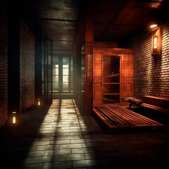 interior for an old bathhouse created with Generative Ai technology