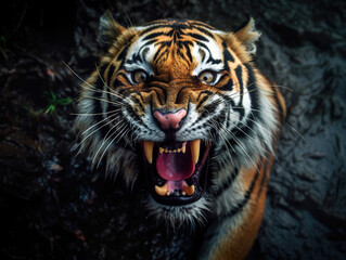 Naklejka premium Angry tiger by Ai Art