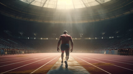 Obraz premium Sportsman in the running stadium. Generative Ai