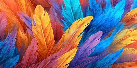 Abstract colorful feather pattern background Created with generative Ai