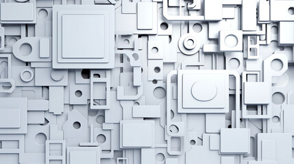 Obraz premium AI Generated: Minimalistic White Technology Background Pattern. Clean and Futuristic Design Concept. Seamless Geometric Grid for Modern Digitalization. AI's Simplified Tech Composition. Generative AI.